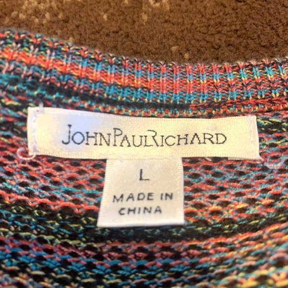 John Paul Richards Pullover Woman's Size Large Multicolored Sheer Sweater - Picture 6 of 12